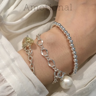 Amotional纯银基础手链叠戴珍珠手饰女原创小众冷淡风日常百搭