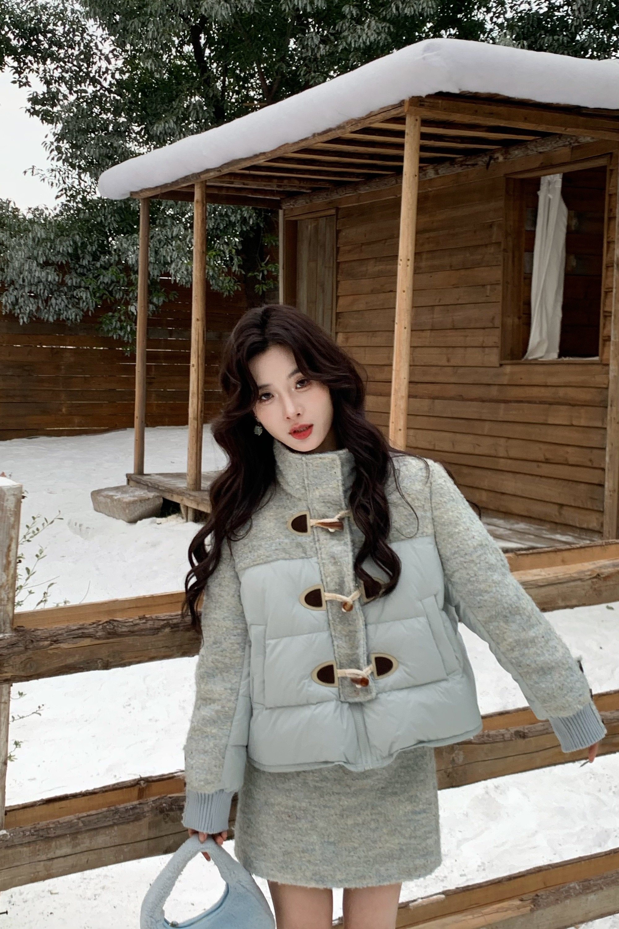 可可可欣【晨雾雪松羽绒套装】冬季女装时尚休闲原创小众老钱风