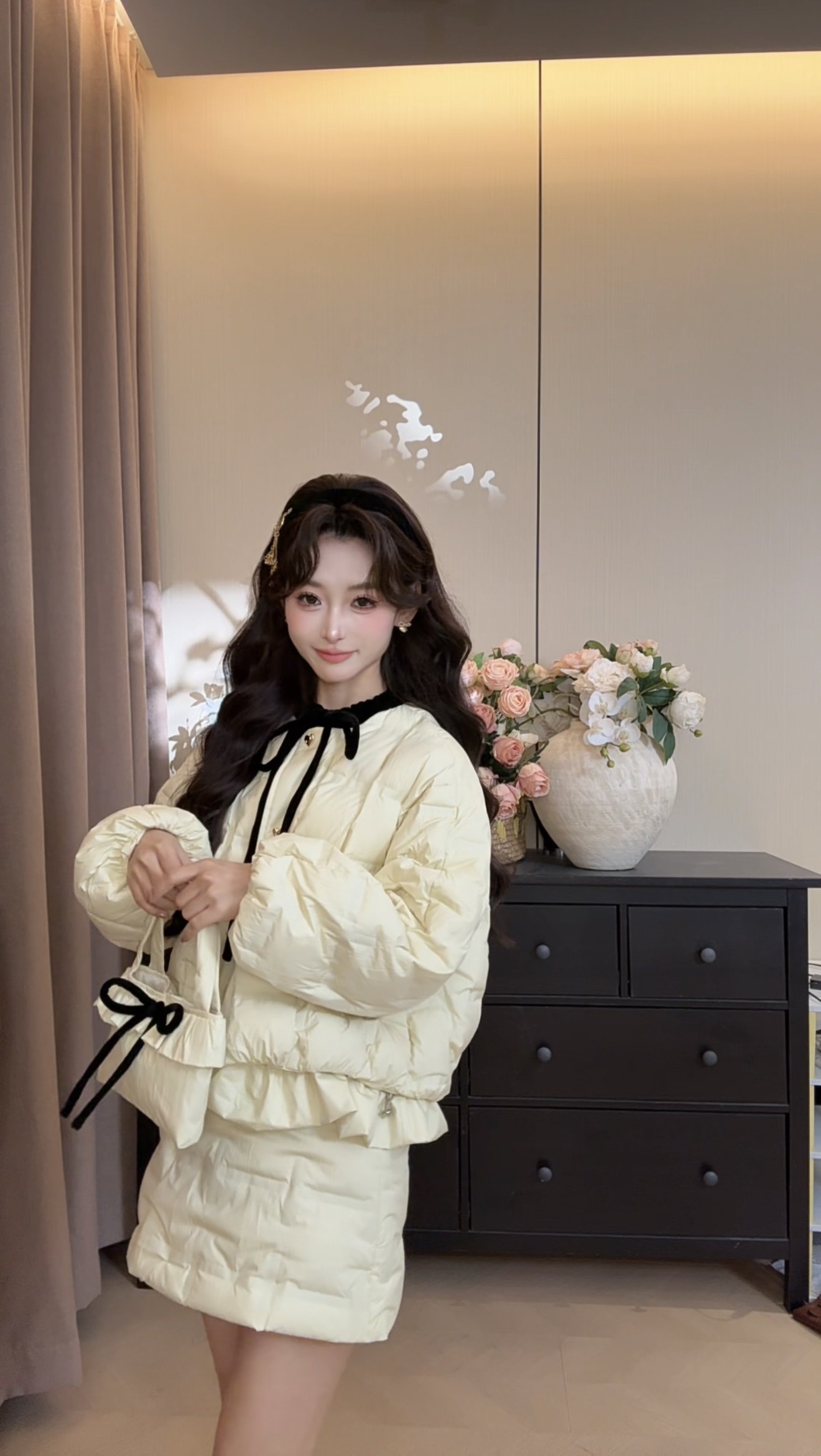 可可可欣【黄色曲奇羽绒套装】女装洋气时尚休闲原创小众老钱风