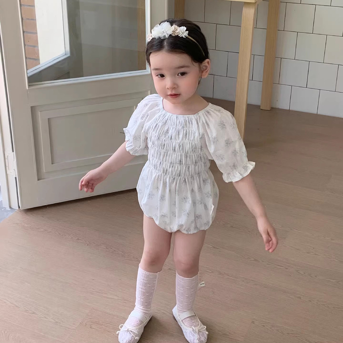 韩版童装 夏新款 婴幼儿衣服女宝宝碎花爬服包屁衣连衣裙姐妹装