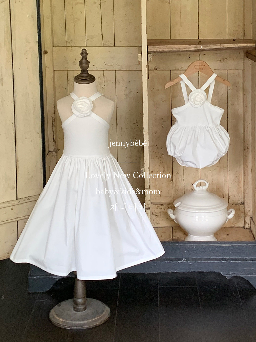 韩版童装夏季爬服连衣裙姐妹装