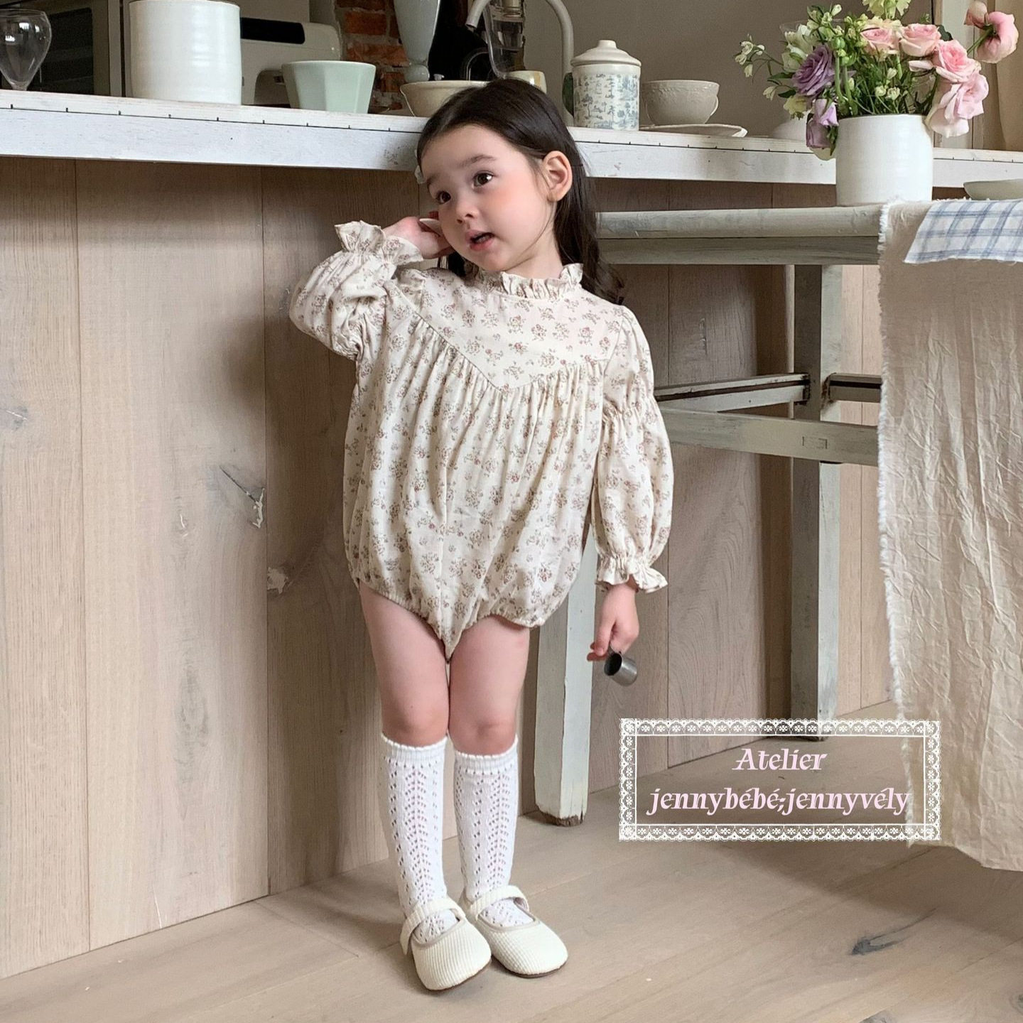 韩版童装 春季新款 婴儿爬服a类女宝宝甜美碎花包屁哈衣外出服