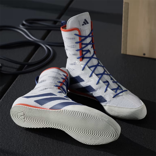 代购Adidas BOX HOG 4阿迪达斯海军蓝白拼色舒适男女摔跤鞋拳击鞋