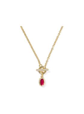 代购Kendra Scott女士项链优雅精致时尚百搭金色椭圆形红色宝石