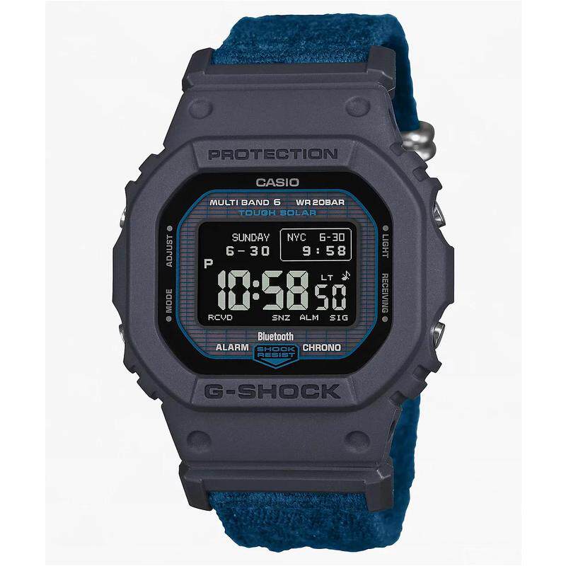 代购G-SHOCK男女腕表蓝牙闹钟计时世界时布带防水太阳能防震运动