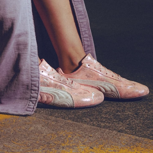 潮流粉色做舊銀色賽車鞋 Puma 女 個性 Atmos彪馬聯名款 Speedcat