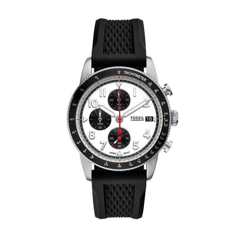 代购Fossil化石男士腕表计时日期夜光测速金属防水硅胶黑色商务
