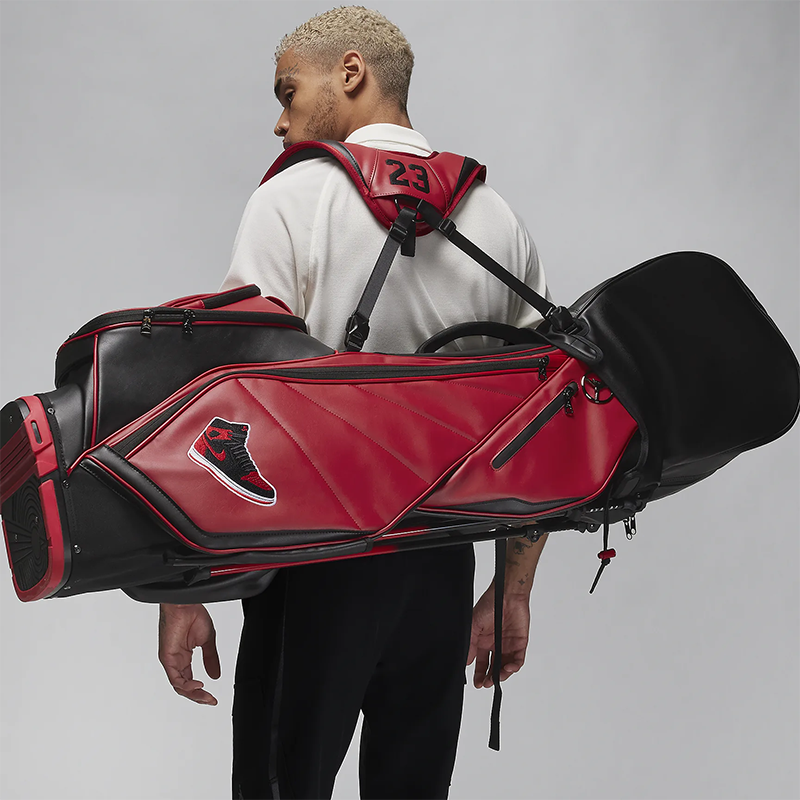 代购Nike Jordan Fade Away豪华6向高尔夫球包限定黑红拼色球童包