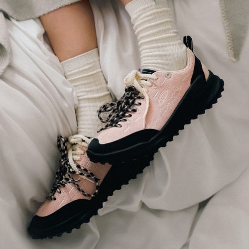 代购SATUR X KEEN Jasper科恩限定粉色翻毛皮拼接女士户外休闲鞋