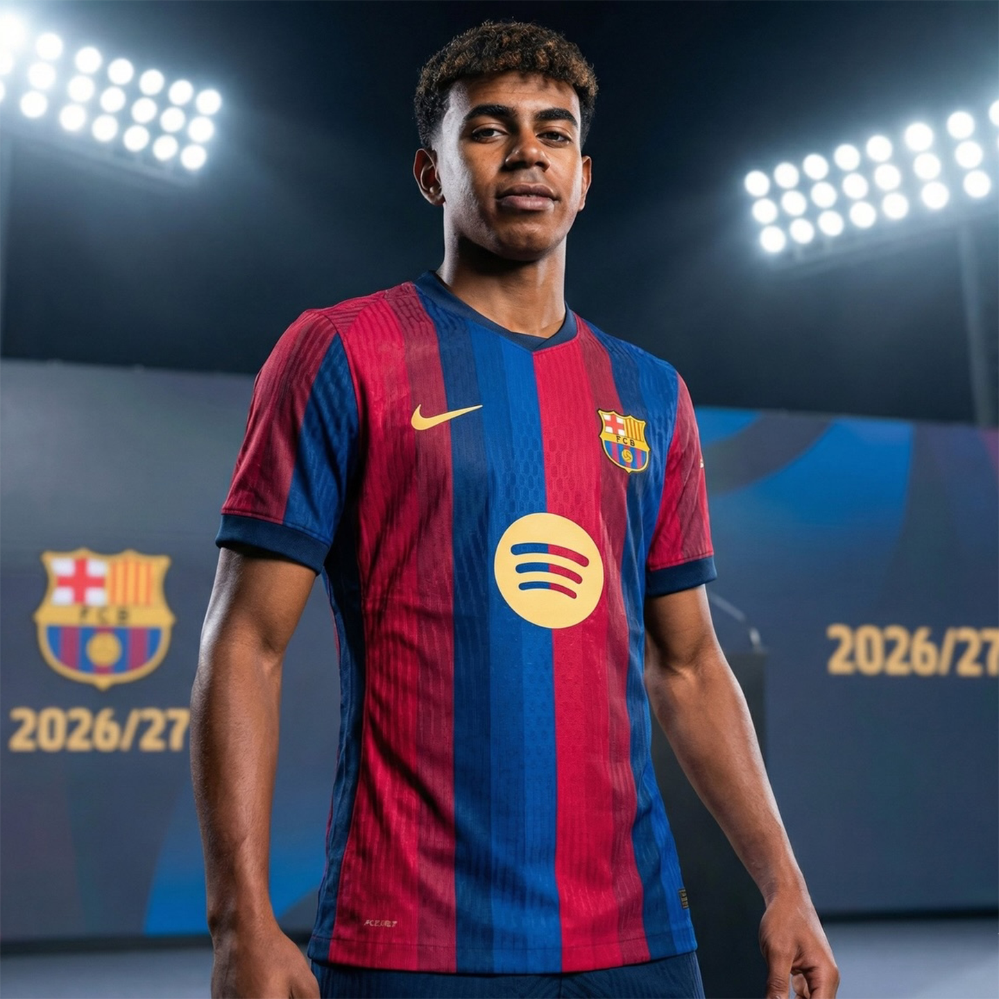 NIKE Barcelona耐克巴萨球衣26主场亚马尔球衣短袖巴塞罗那足球服