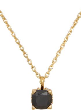 代购kate spade女士吊坠项链优雅简约精致轻盈黑色方形6mm