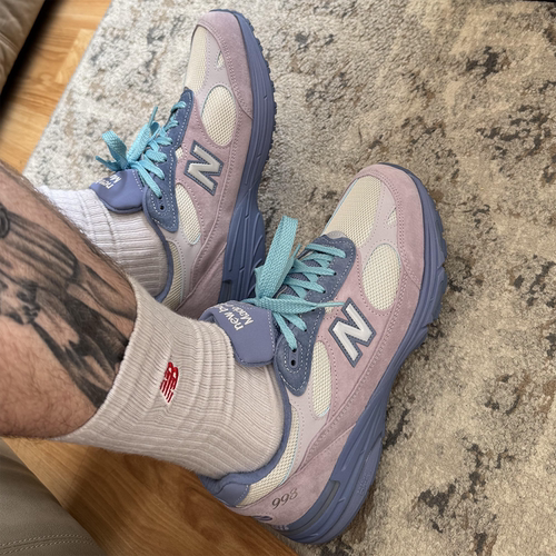代购New Balance USA 993美产香芋紫海盐蓝拼色男女低帮运动跑鞋