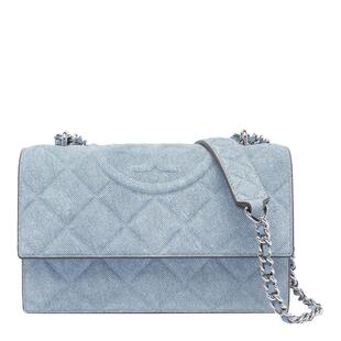 代购Tory Burch/汤丽柏琦牛仔拼接皮革单肩斜挎包女包可调节链条