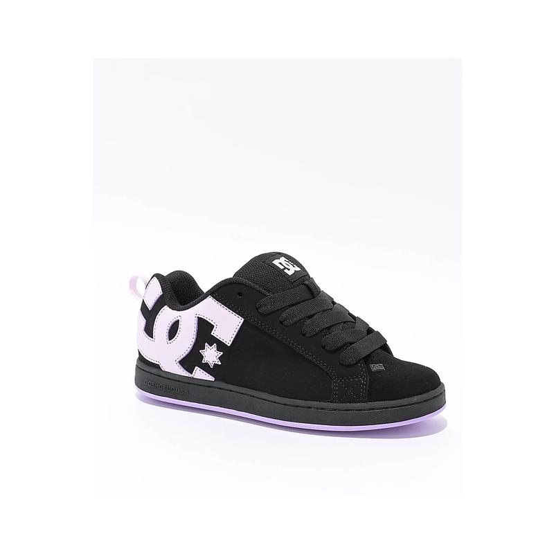 DC女士滑板鞋舒适缓震易穿脱设计耐磨鞋底支撑脚踝黑色麂皮