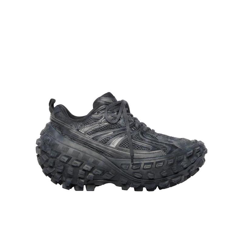 Balenciaga/巴黎世家女跑步鞋 Defender黑色网布轮胎花纹运动鞋