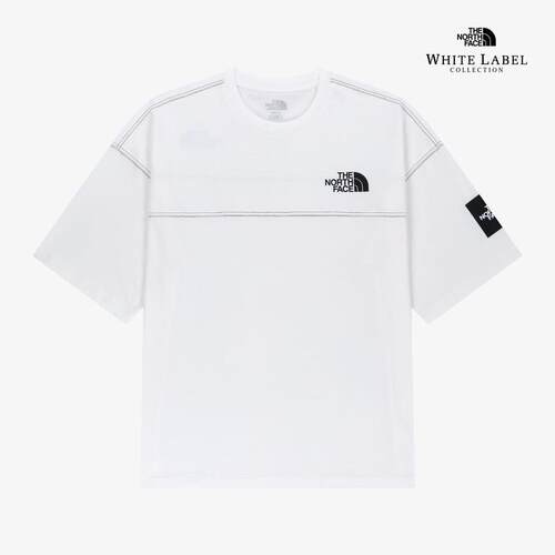 日本代购THE NORTH FACE/北面男女运动T恤白色拼接设计日常休闲