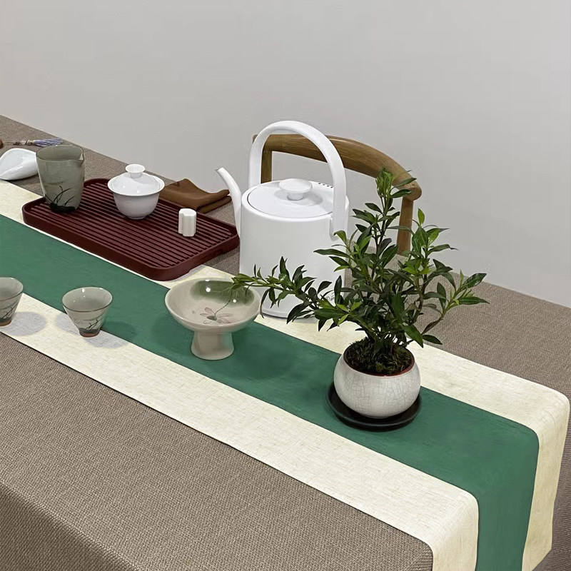 现代简约轻奢桌旗餐桌茶几旗中式禅意茶桌垫长条桌布美容床旗定制