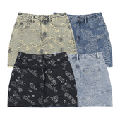 满版 GRAF原创品牌 牛仔系列 提花牛仔刺绣五金欧美辣妹包臀短裙