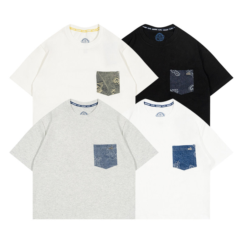 GRAF原创品牌【牛仔系列】多色拼色口袋复古女孩辣妹短袖短T恤