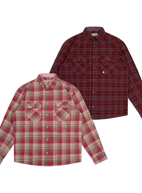 GRAF原创品牌【金色小标GW】红紫色裁剪宽松美式舒适棉质长袖衬衣