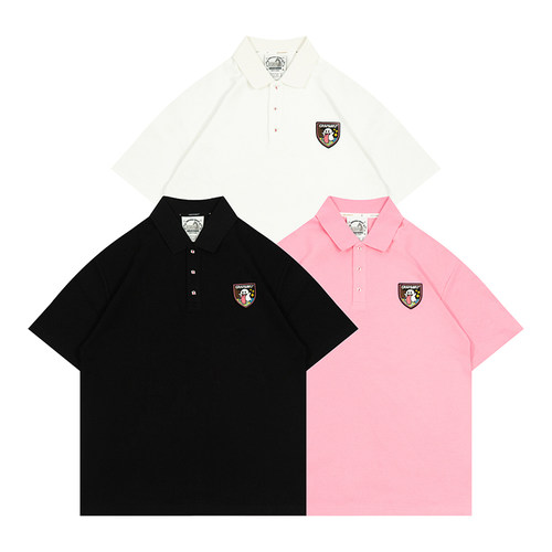 GRAF可爱趣味扣假翻领POLO衫短袖