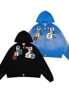 GRAF原创品牌【TheSample】基础采样系列徽章毛绒可爱鬼洗水帽衫