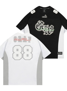 GRAF原创品牌【老学校风】88号Blokecore重磅街头美式球衣短袖T