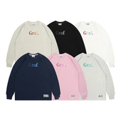 GRAF原创品牌 街头长袖 绒面字母 彩渐变Graf.舒适宽松基础美式