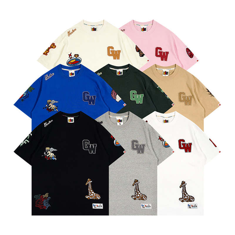 graf原创品牌夏季刺绣重工短袖