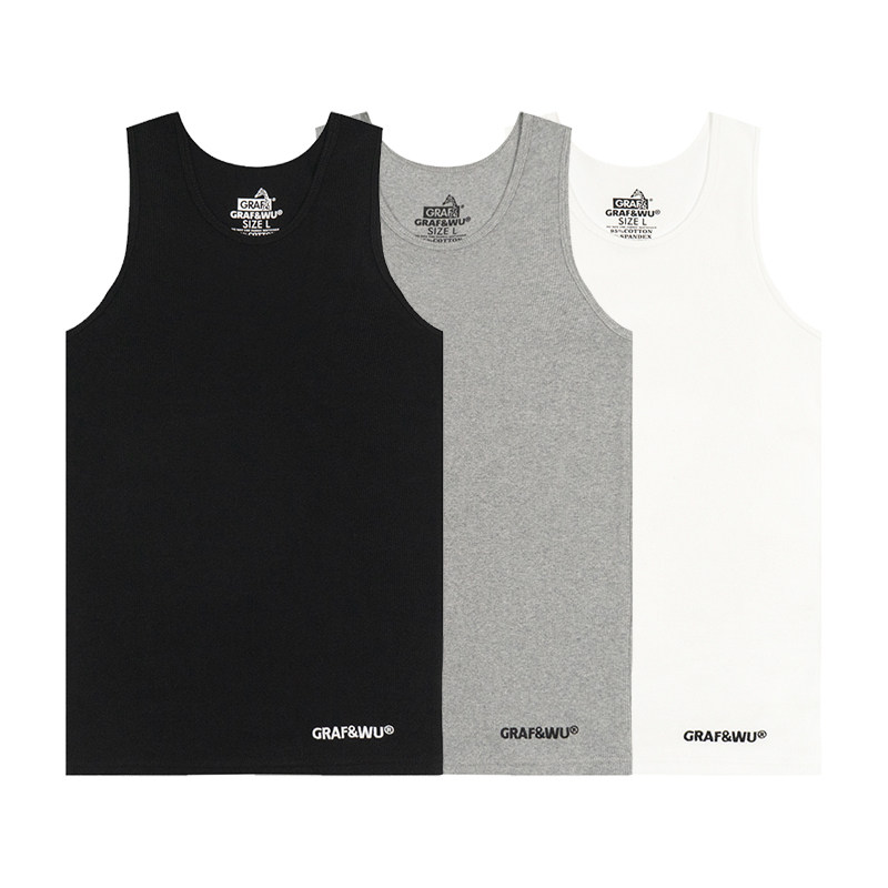 GRAF刺绣打底美式纯色背心肌肉