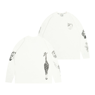 GRAF原创品牌【TheRemix】面料混音系列手绘奶牛猫长颈鹿美金长袖