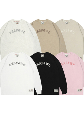 GRAF原创品牌【Daily】草写弧形字母打底基础舒适美式街头长袖T恤