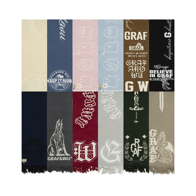 GRAF原创品牌【新春】可爱鬼杜宾天使美式字母仿貂大围脖围巾流苏