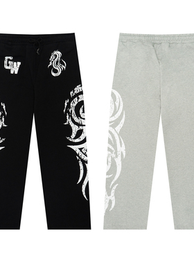 GRAF原创品牌【TheSample】基础采样系列龙马纹破坏刀锋字母卫裤