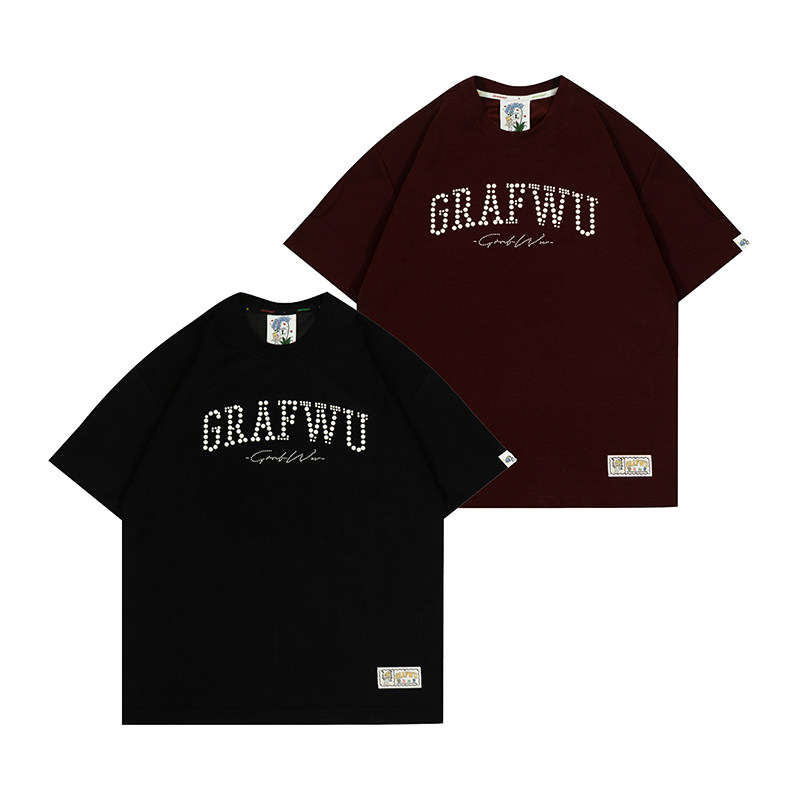 珍珠元素Pearl弧形字母舒适短袖