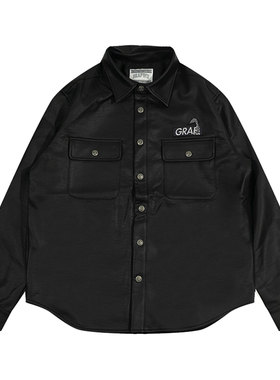 GRAF原创品牌【OG风】暗黑pu荔枝纹软皮宽松美式衬衣夹克外套