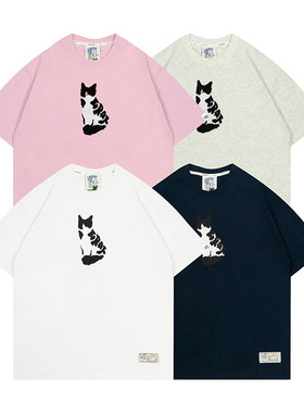 GRAF奶牛猫重磅字母宽松棉短袖