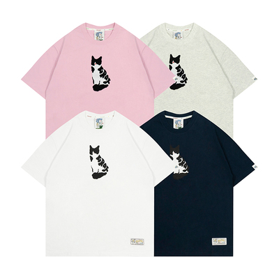 GRAF奶牛猫重磅字母宽松棉短袖