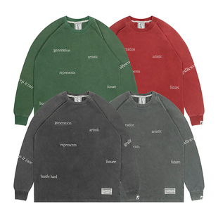 GRAF原创品牌KeepItRareHustleHard迷你刺绣水洗做旧脏洗舒适长袖