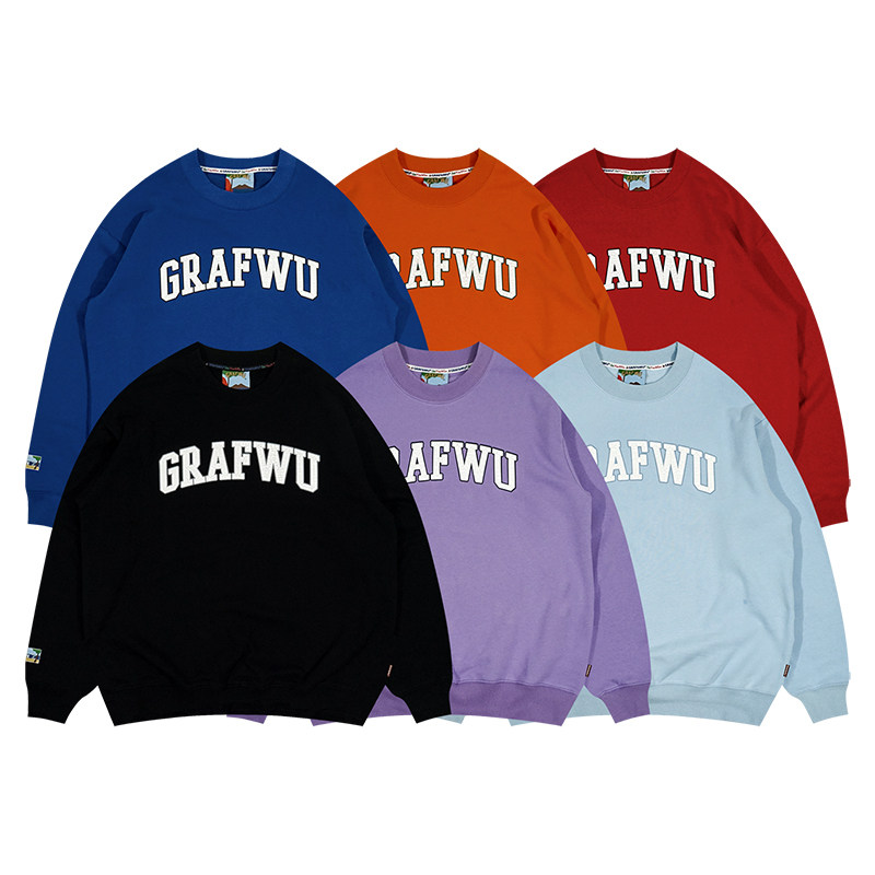 GRAF&WU裂纹字母圆领卫衣