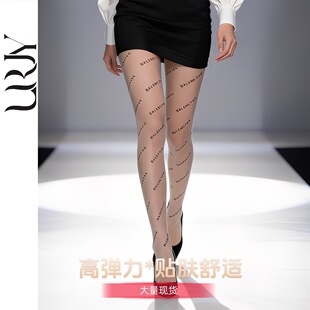 英文字母丝袜印花丝袜复古日文薄款性感黑防勾丝耐穿连体美腿