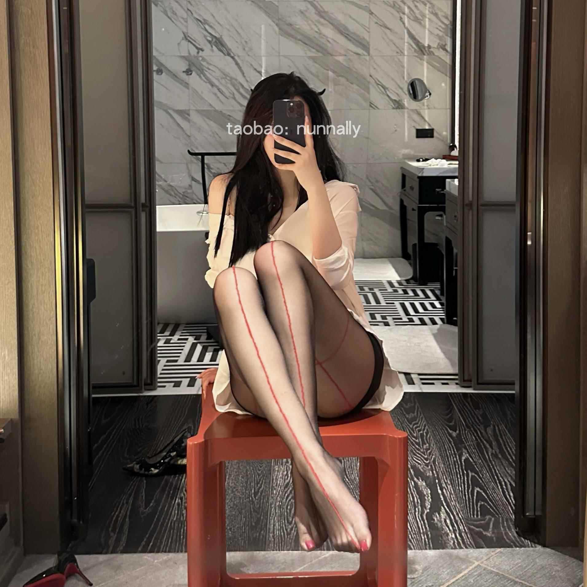黑丝竖条虾线腿环十字丝袜女显瘦薄款JK透肤连裤袜菠萝袜防勾丝