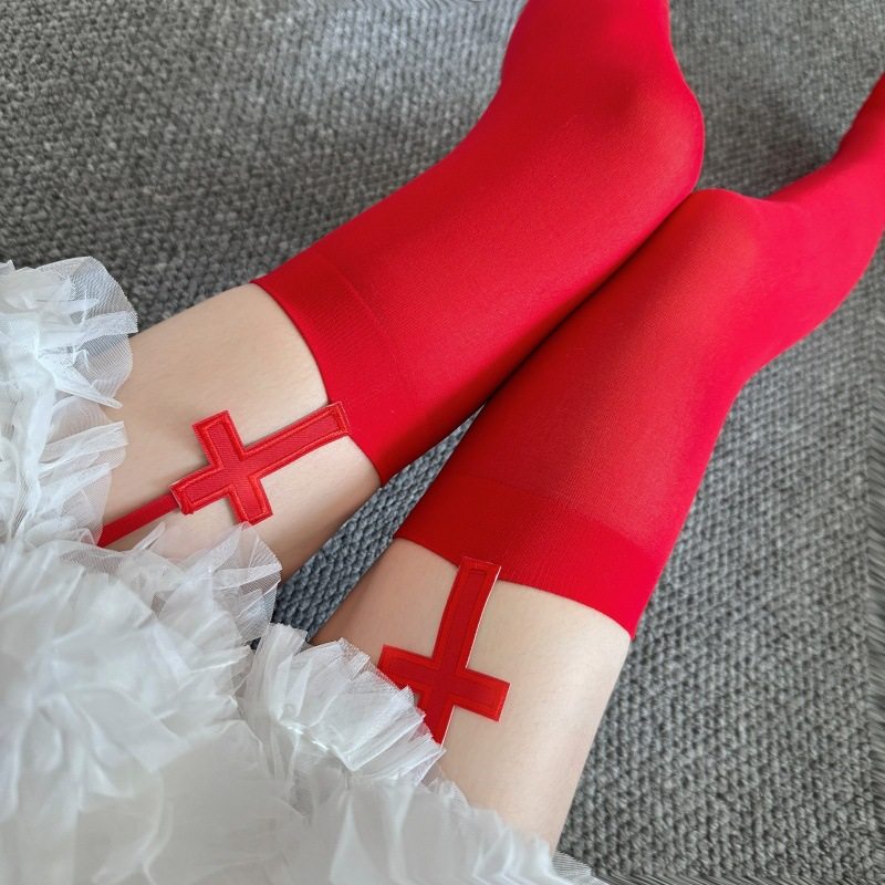 纯欲白丝袜吊带过膝丝袜天鹅绒十字架大腿袜子JK学生袜萌妹制服日,女士内衣/男士内衣/家居服,连裤袜/打底袜,淘宝优惠券,粉丝福利购,淘宝优惠卷