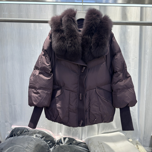 气质宽松狐狸毛领白鸭绒羽绒服休闲外套2518 新款 商场同款 2025冬季