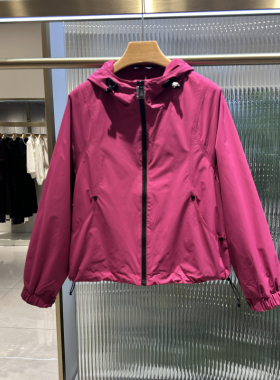 商场同款2025秋季新款时尚休闲连帽抽绳宽松减龄风衣拉链外套1597
