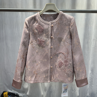 宽松减龄外套女26A 2026春季 立领单排扣国风刺绣新中式 时尚 新款