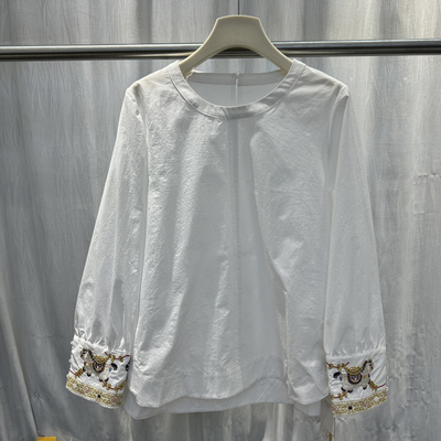 春季国风刺绣宽松减龄套头打底衫