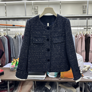 时尚 新款 圆领单排扣洋气显瘦小香风亮片外套2527 2025秋季 商场同款