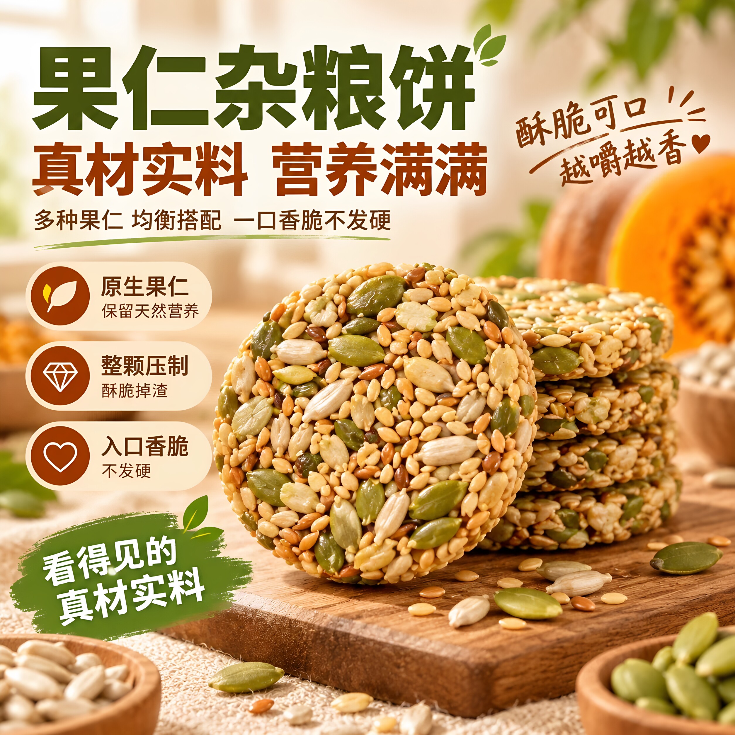 种子循环无蔗糖坚果谷物饼干