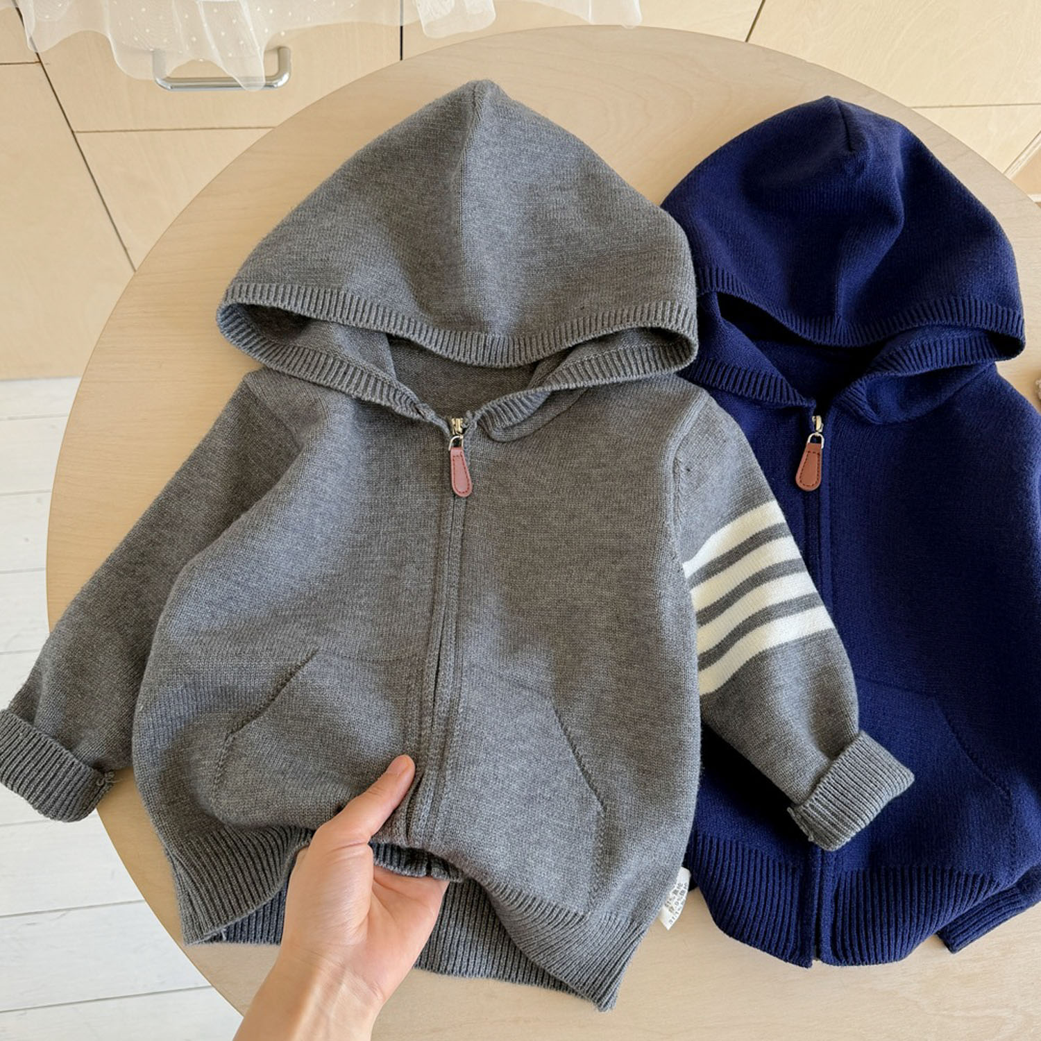 儿童连帽毛衣开衫宝宝外穿针织衫